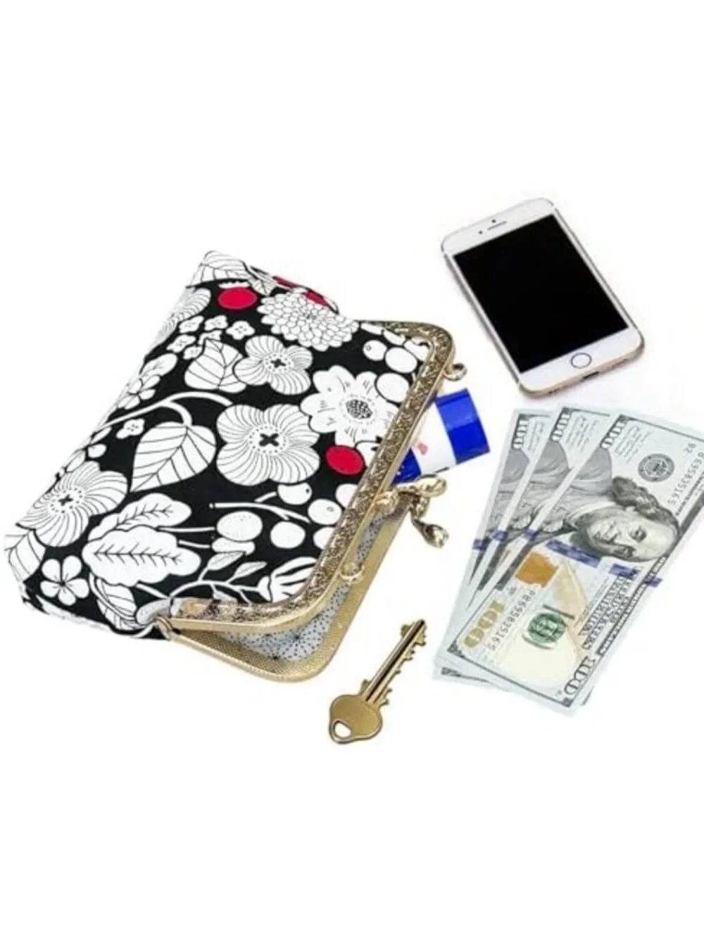 Handmade Cotton Cosmetic Pouch - Cute Kiss-Lock Design, Perfect for Travel